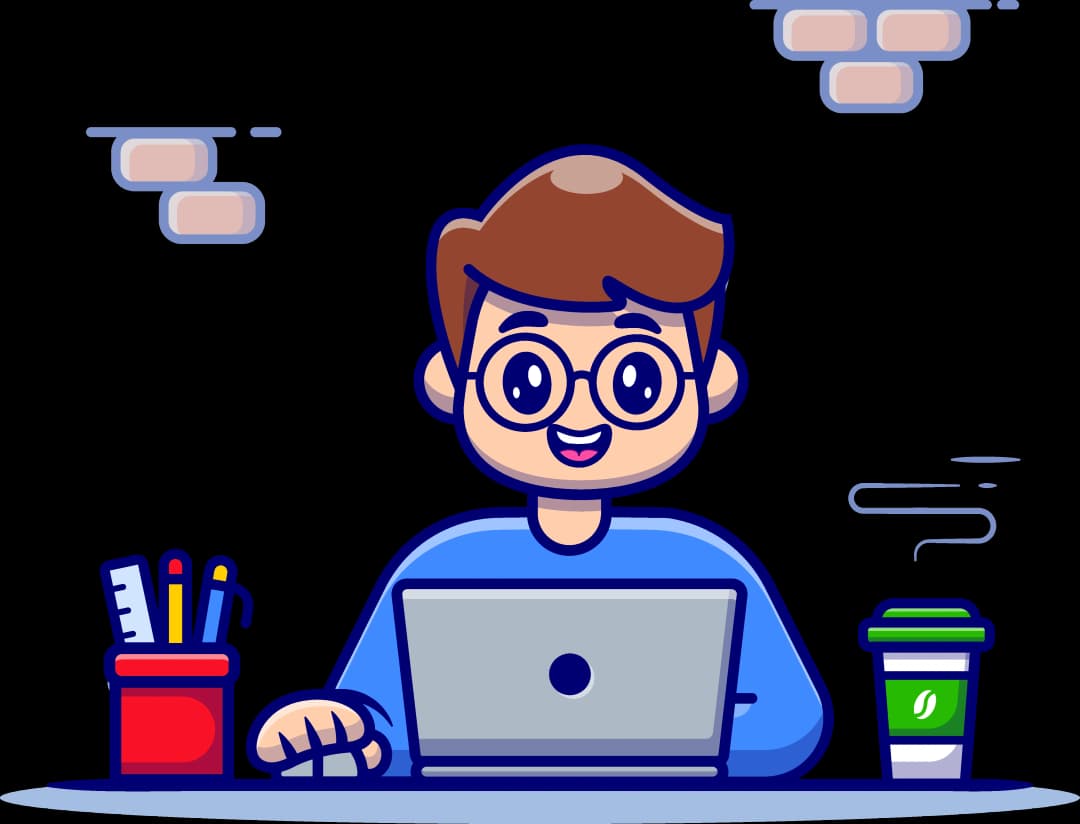 Men on a desk, with a notebook and cofee